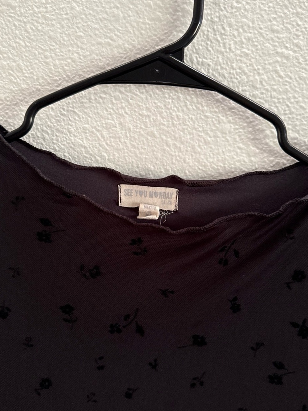 Y2K Sheer Black Mesh Floral Long Sleeve Top XL - Picture 4 of 7